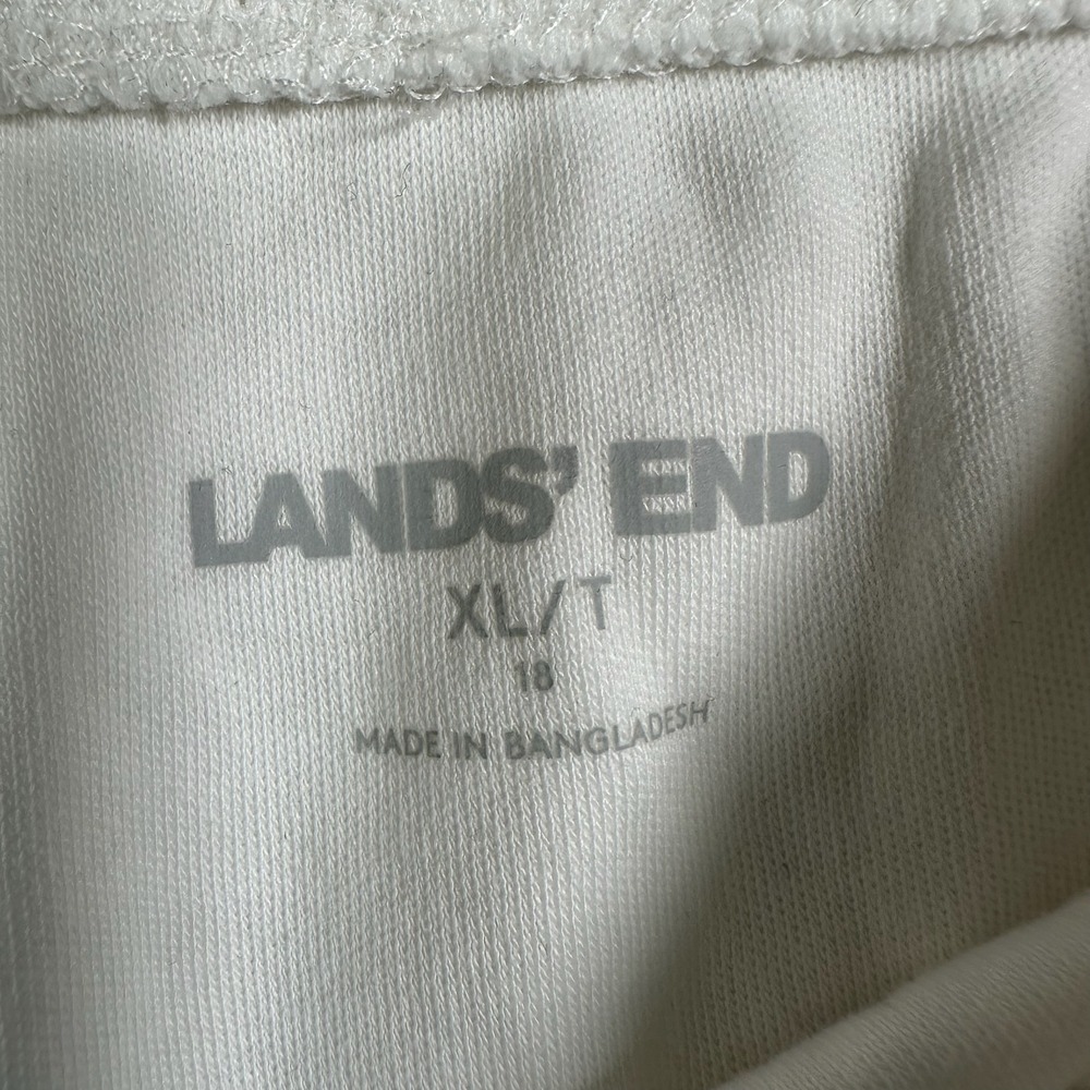 Lands End Womens White Cotton Knit Crop Pants XL Tall 18 High Rise Elastic Waist - Picture 3 of 5